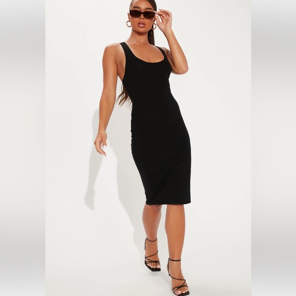 Black Racerback Bodycon Dress - Picture 1 of 7